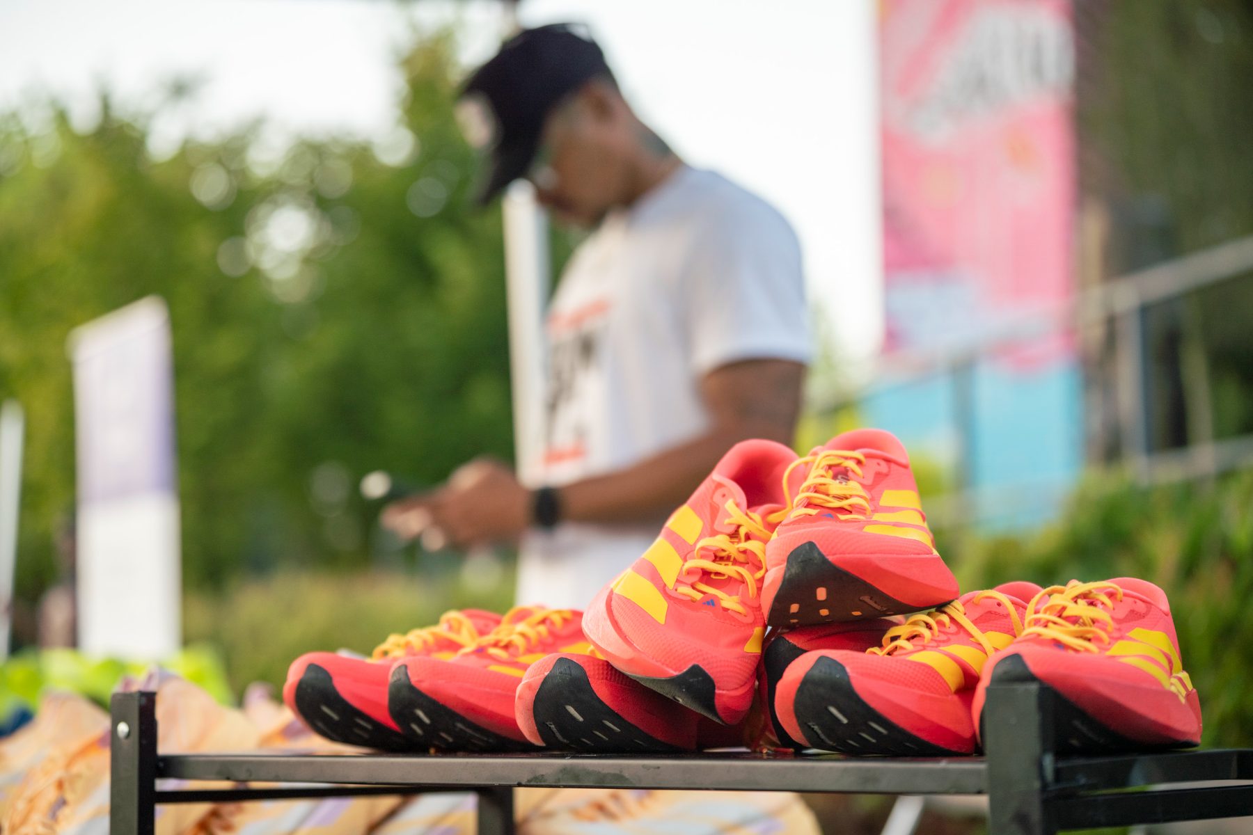 Running shoes on the start line